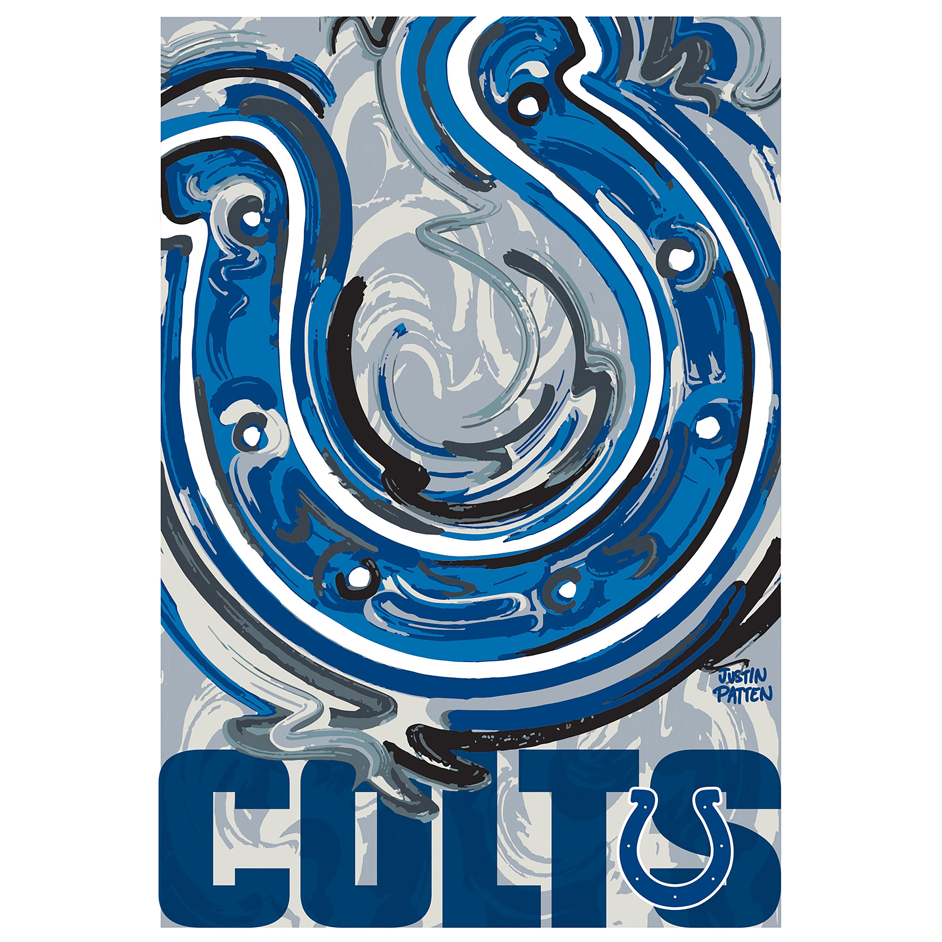 Indianapolis Colts Justin Patten Logo Suede Garden Flag