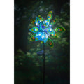 48"H Solar Staked Wind Spinner, Glass Peacock