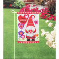 Gnome Valentine's Suede Garden Flag