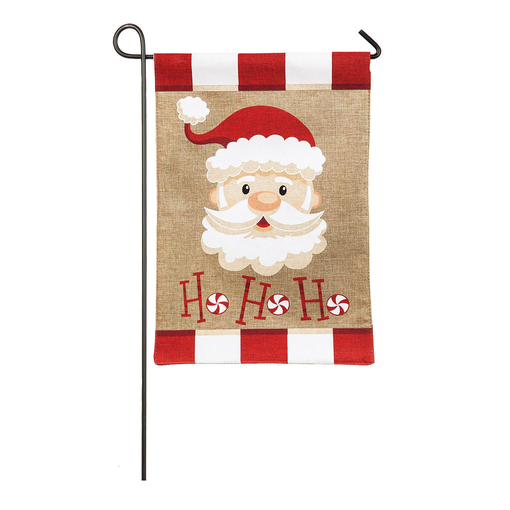 Santa Ho Ho Ho Garden Burlap Flag and Sassafras Mat Set (14B8723ECM+431138)