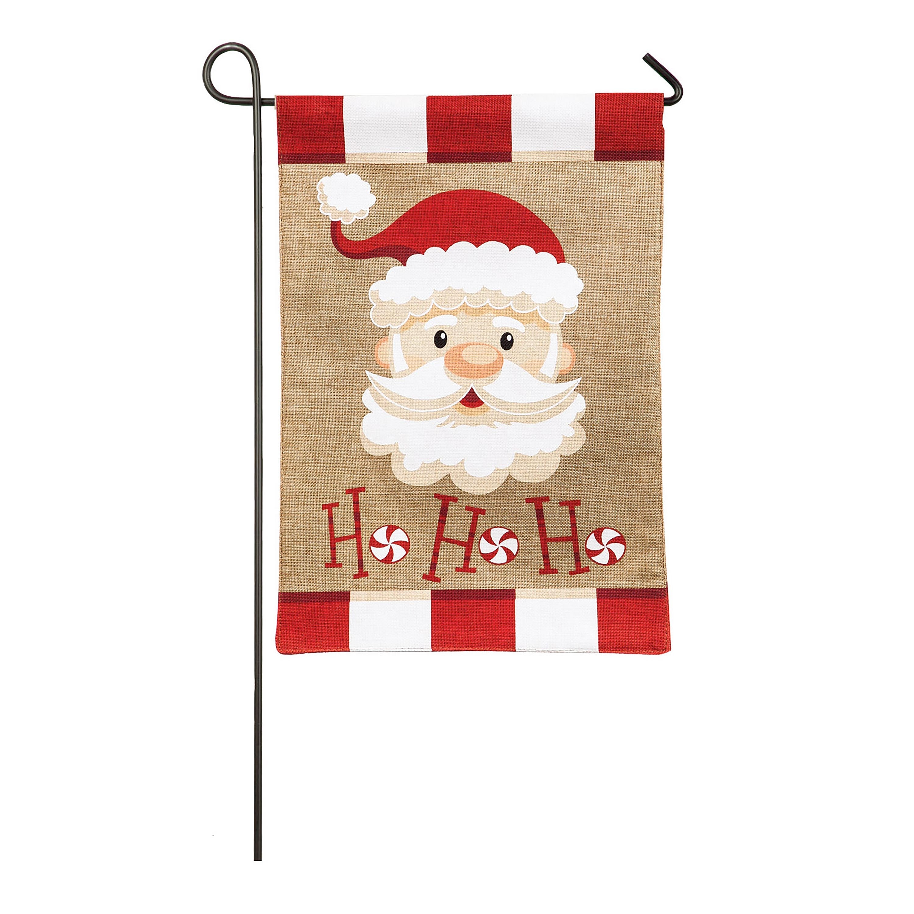 Santa Ho Ho Ho Garden Burlap Flag and Sassafras Mat Set (14B8723ECM+431138)