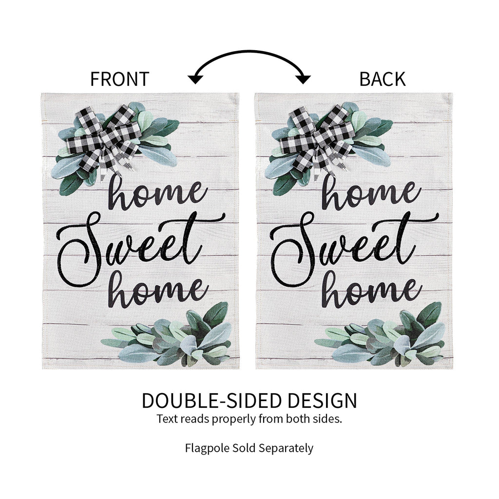 Home Sweet Home Eucalyptus Garden Burlap Flag