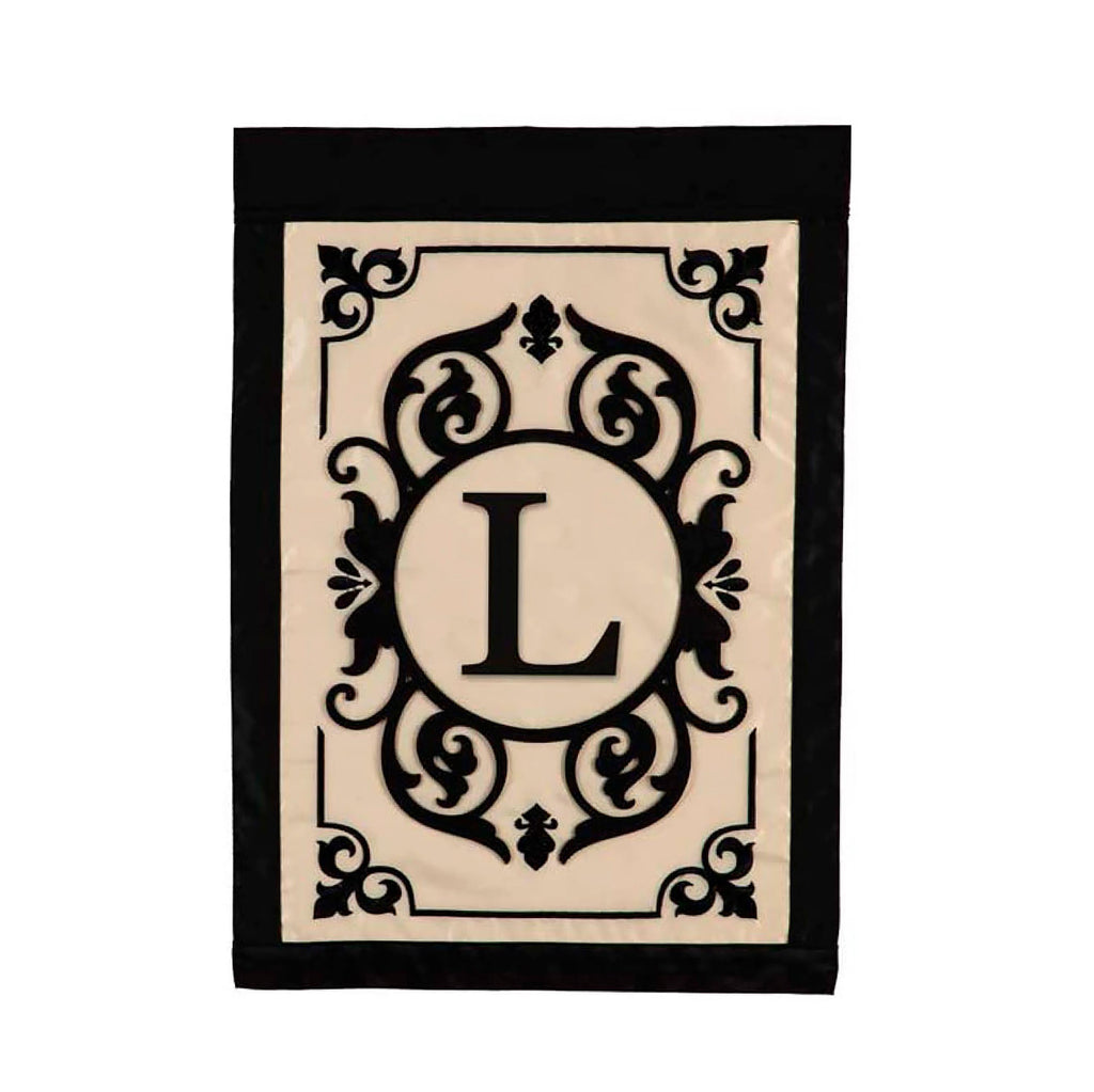 Cambridge Monogram Garden Applique Flag, Letter L