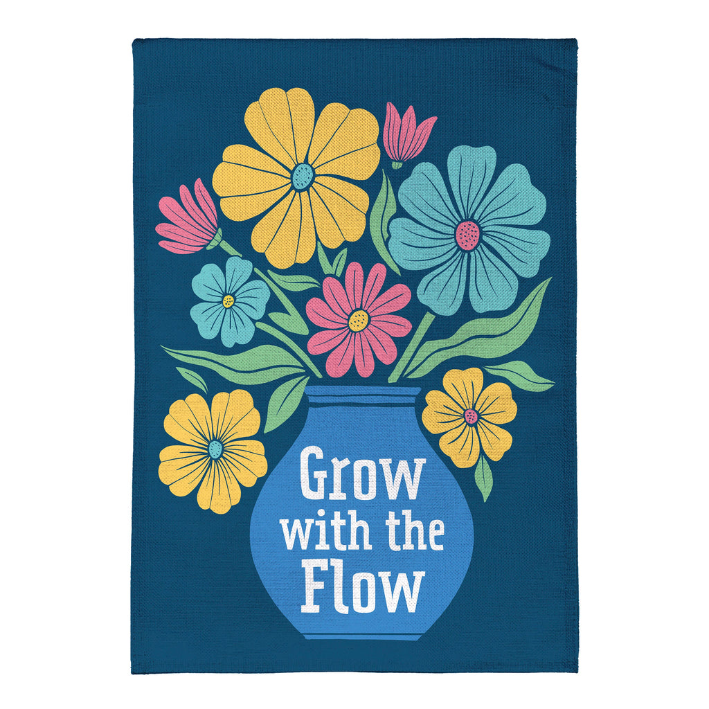 Grow with the Flow Burlap Garden Flag