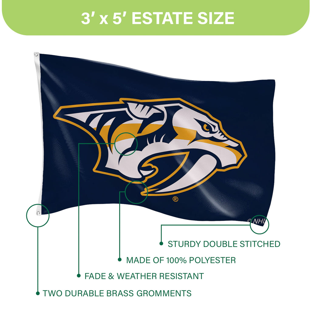 3'x5' Single Sided Flag w/ 2 Grommets, Nashville Predators