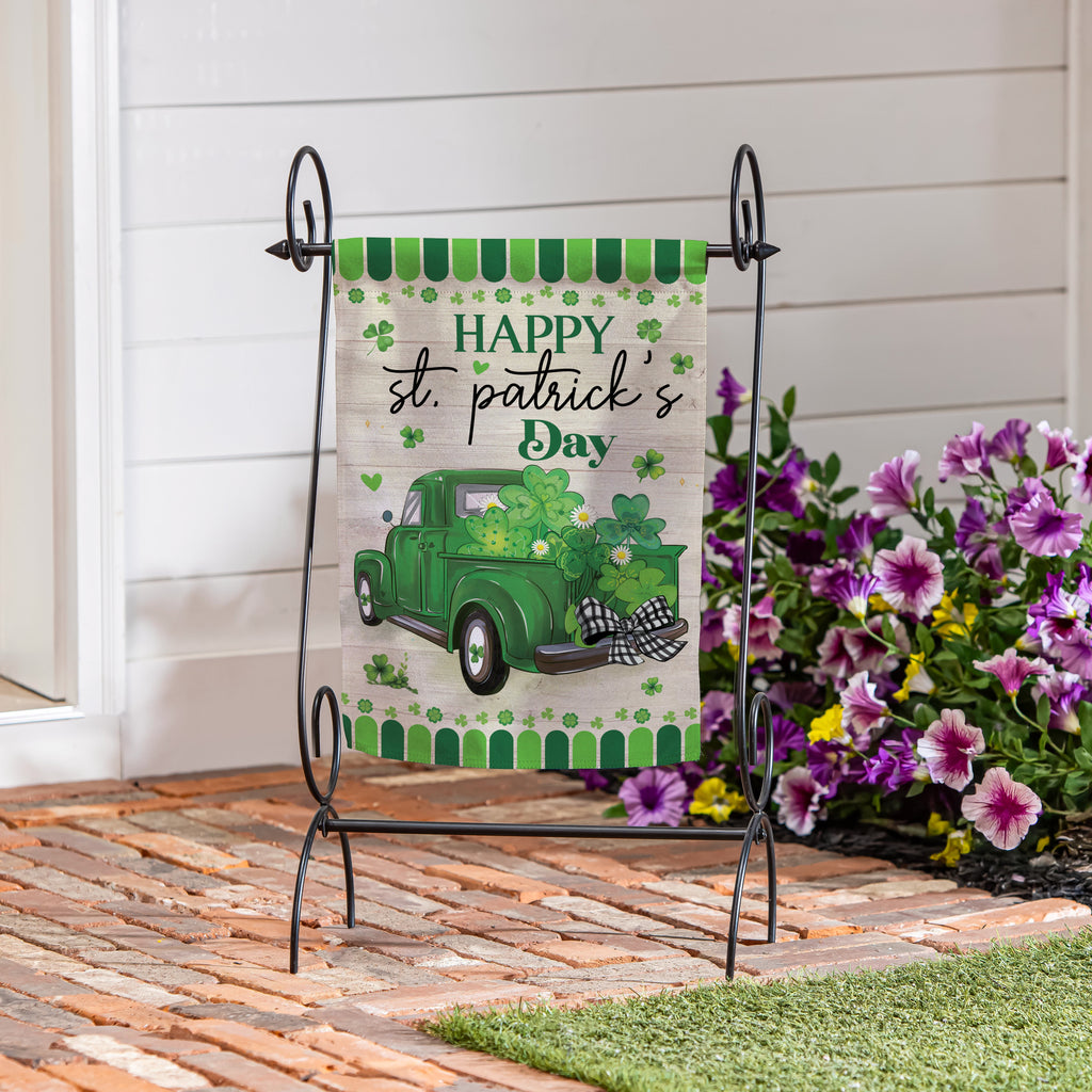 Happy St. Patrick's Day Truck Suede Garden Flag