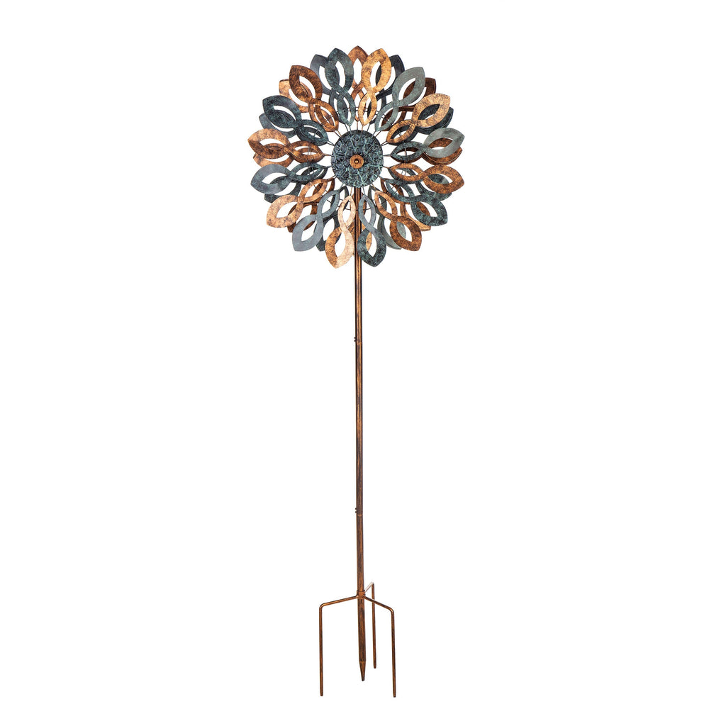 Wind Spinner, copper and verdigris petals