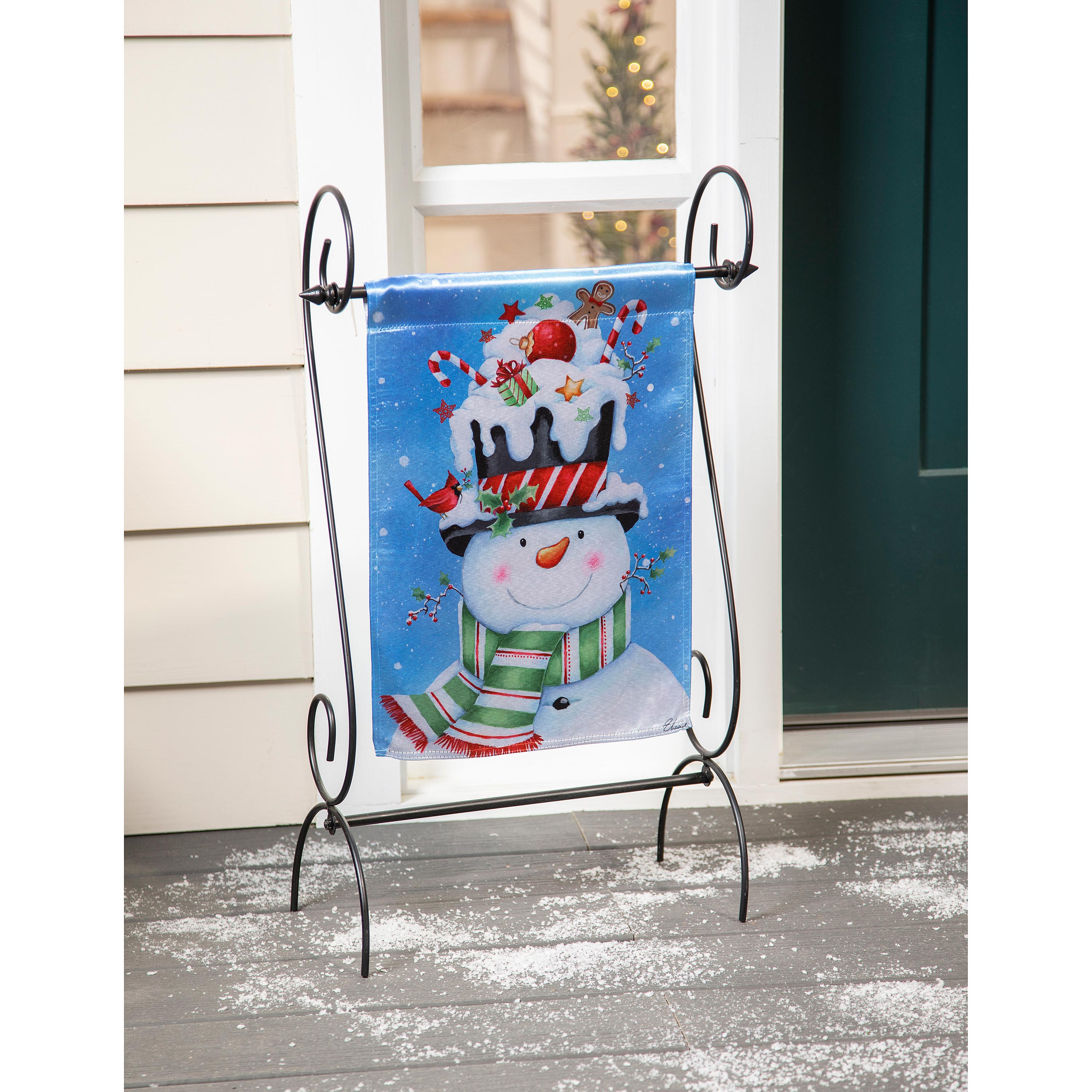 Christmas Snowman Lustre Garden Flag