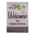 Woodgrain Welcome Burlap House Flag