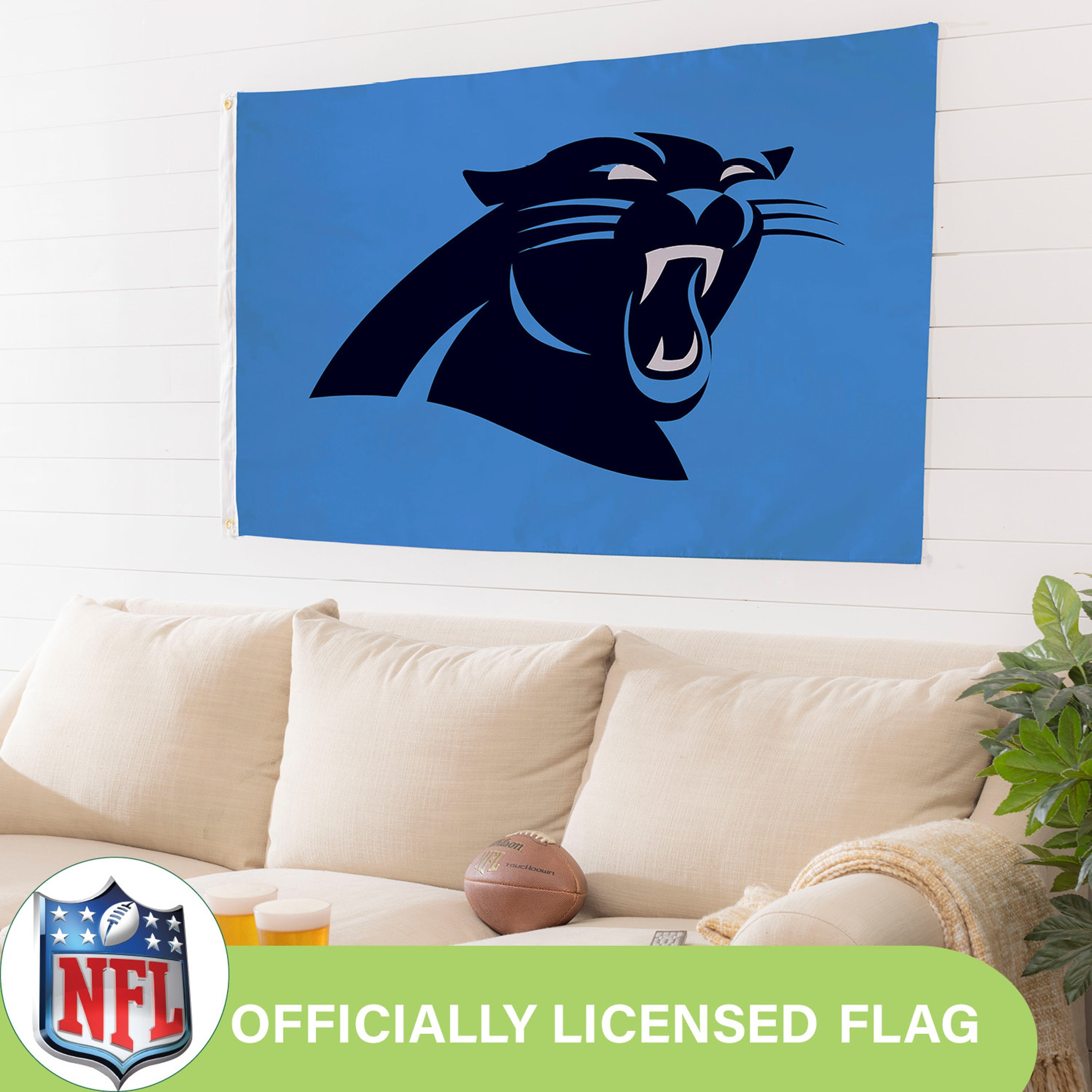 Carolina Panthers Single Sided Flag w/ 2 Grommets, 3'x5'