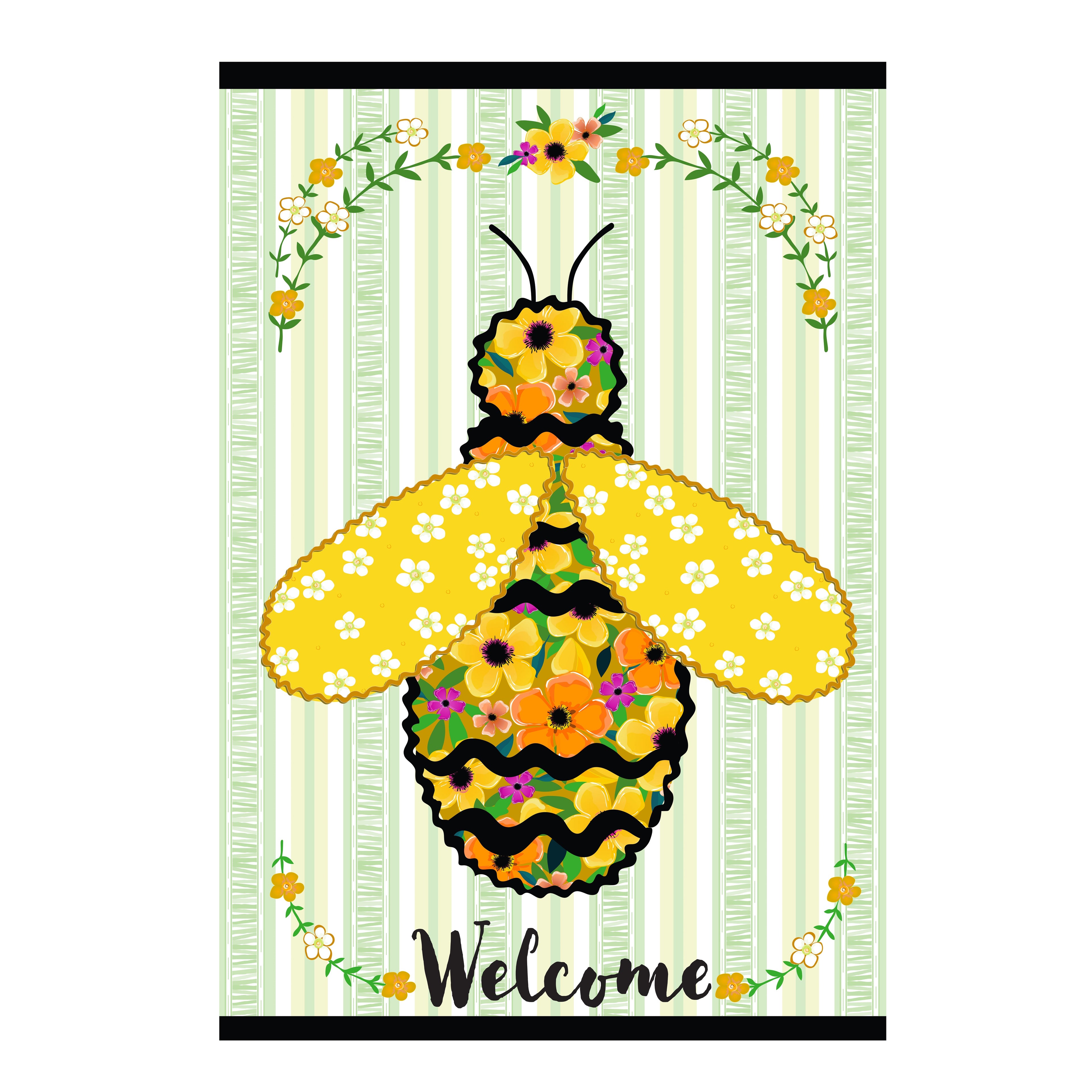 Ric Rac Bee Applique House Flag