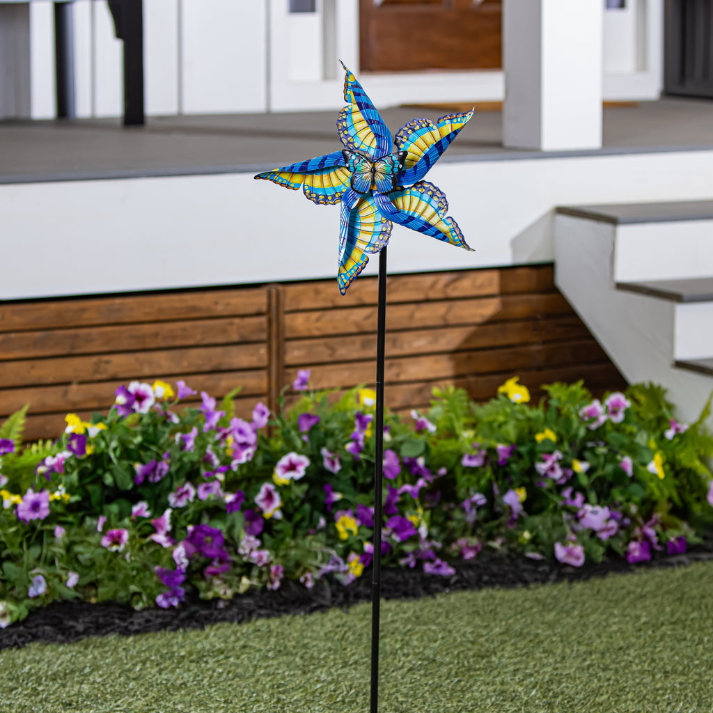 Swallowtail Butterfly Metal Wind Spinner 48"H