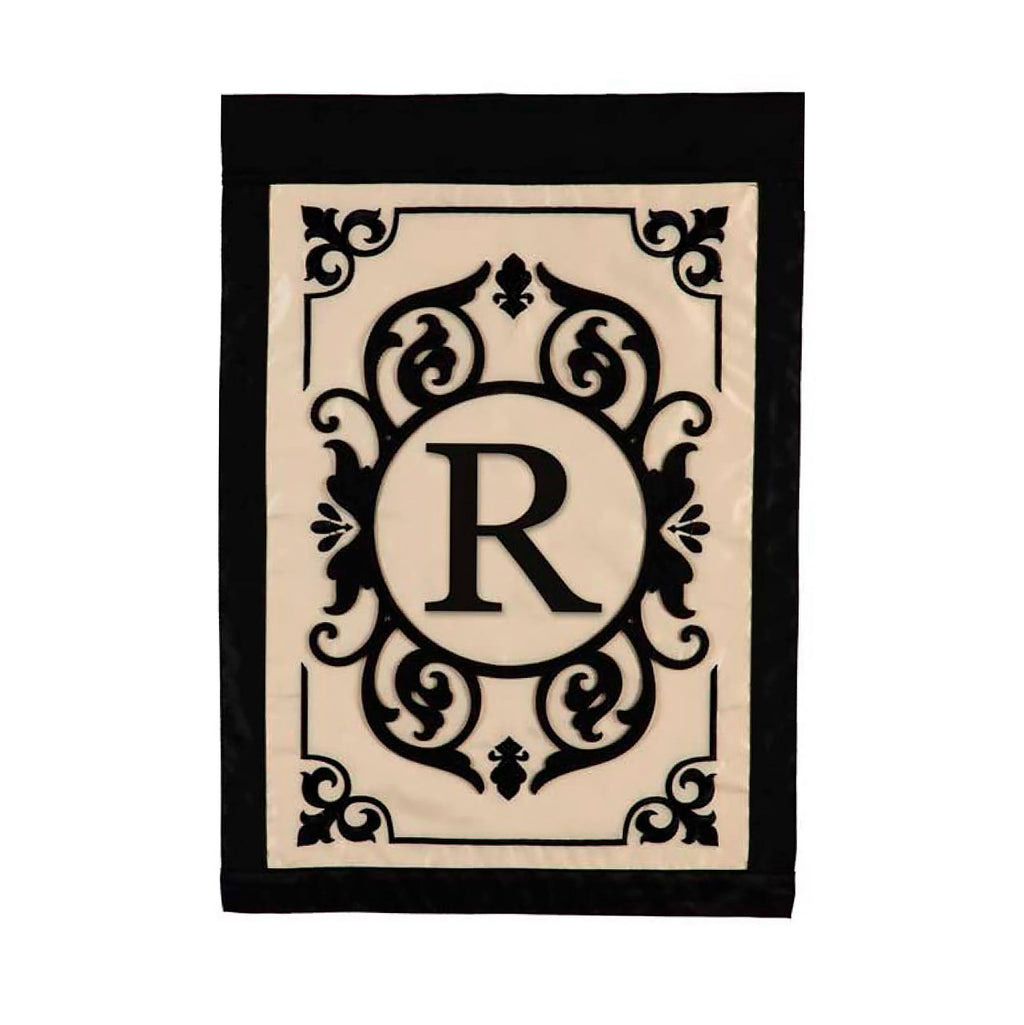 Cambridge Monogram Garden Applique Flag, Letter R
