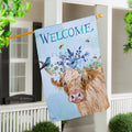 Hillside Pasture Floral Cow Suede House Flag