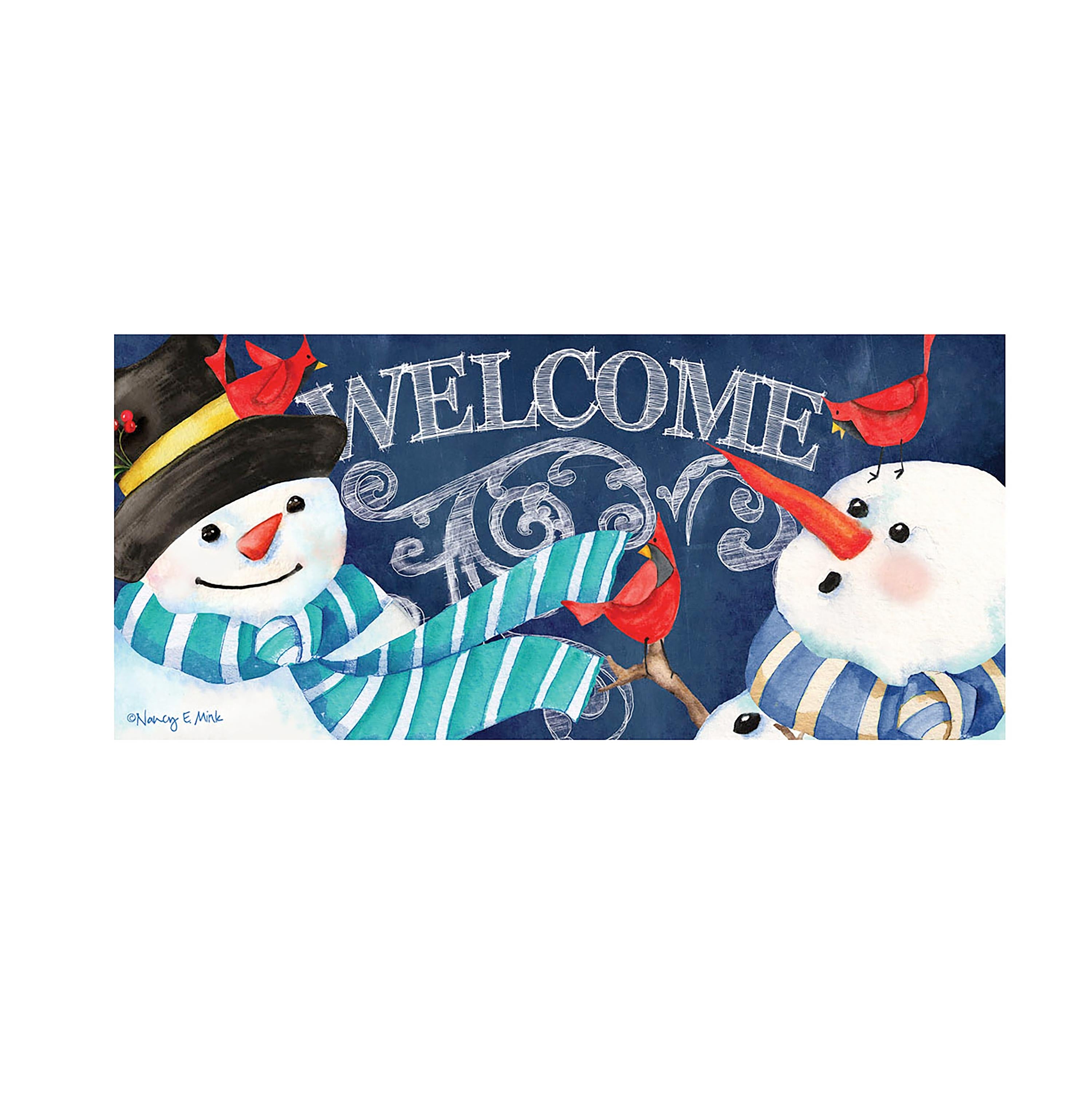 Snowman Welcome Garden Burlap Flag and Sassafras Mat Set (14B1152ECM+431152 )