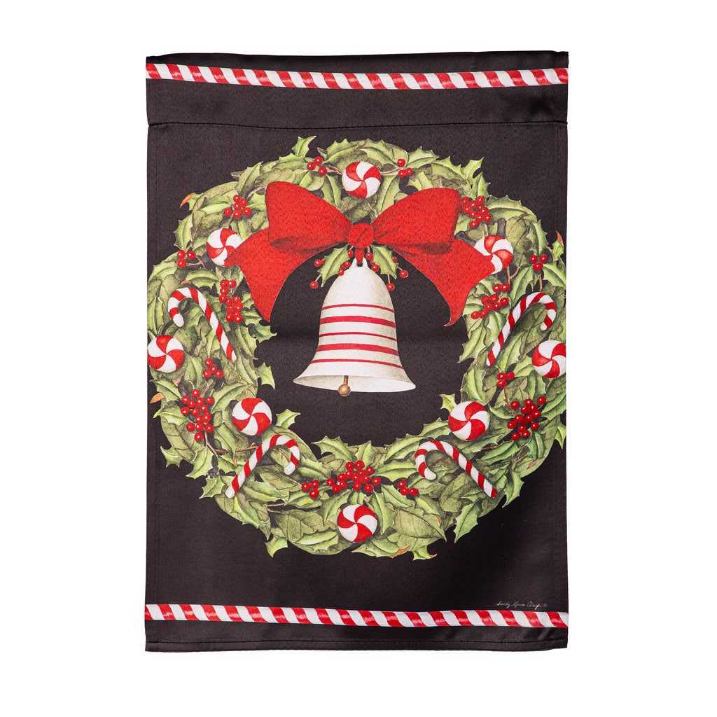 Christmas Bell and Wreath Suede Garden Flag