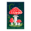 Welcome Friends Mushroom Applique House Flag