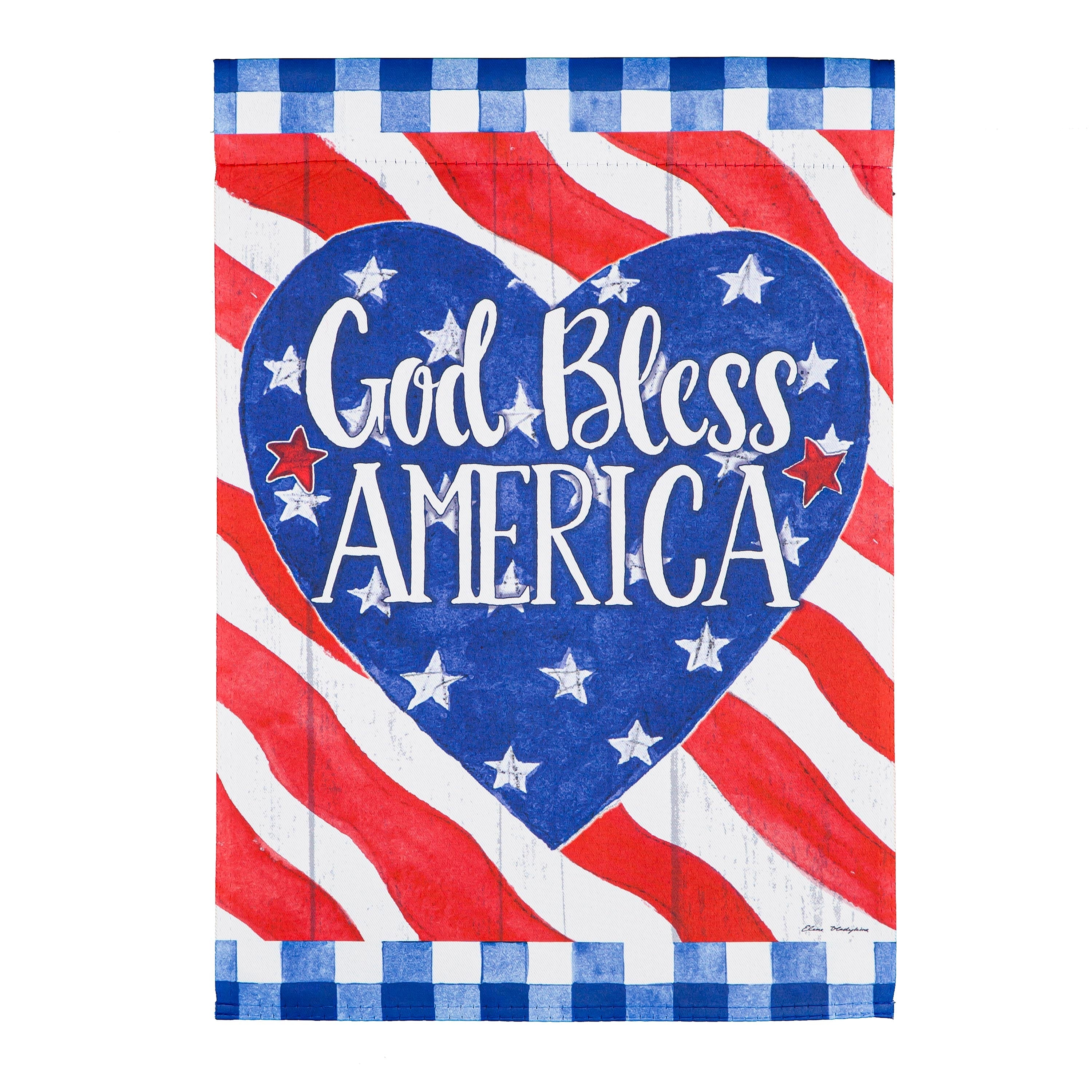 God Bless America Heart Garden Suede Flag