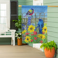 Colorful Songbird Fence Suede House Flag