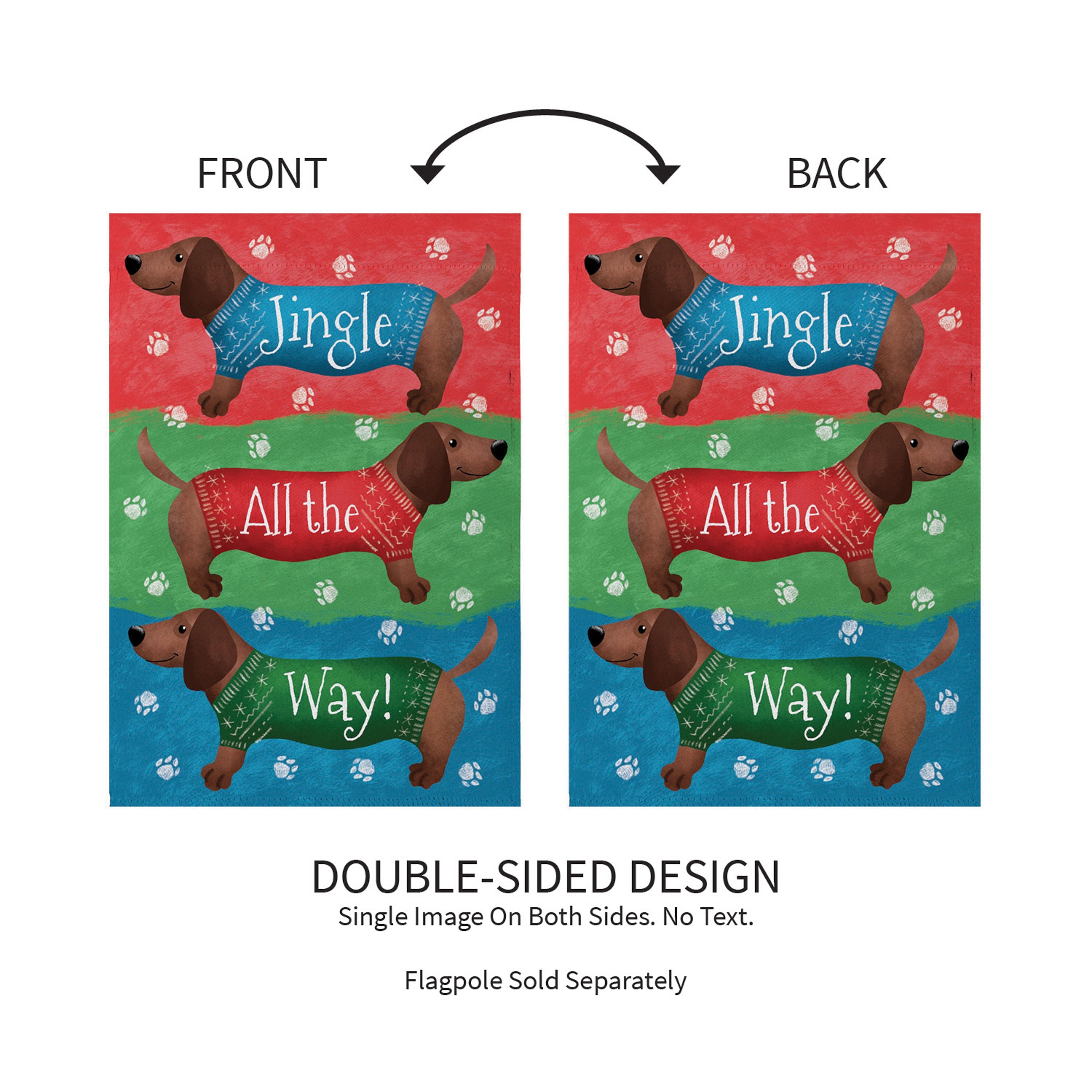 Jingle All The Way Dachshund Suede Garden Flag