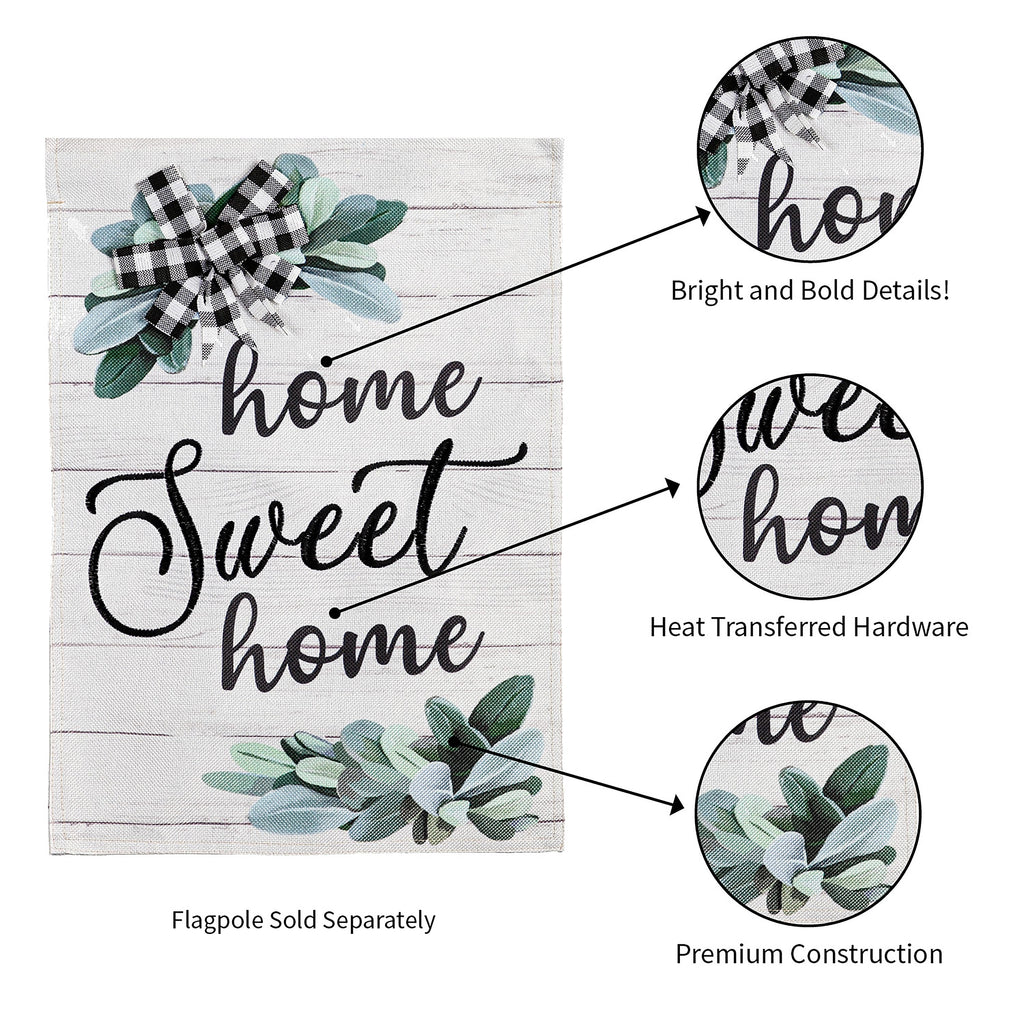Home Sweet Home Eucalyptus Garden Burlap Flag