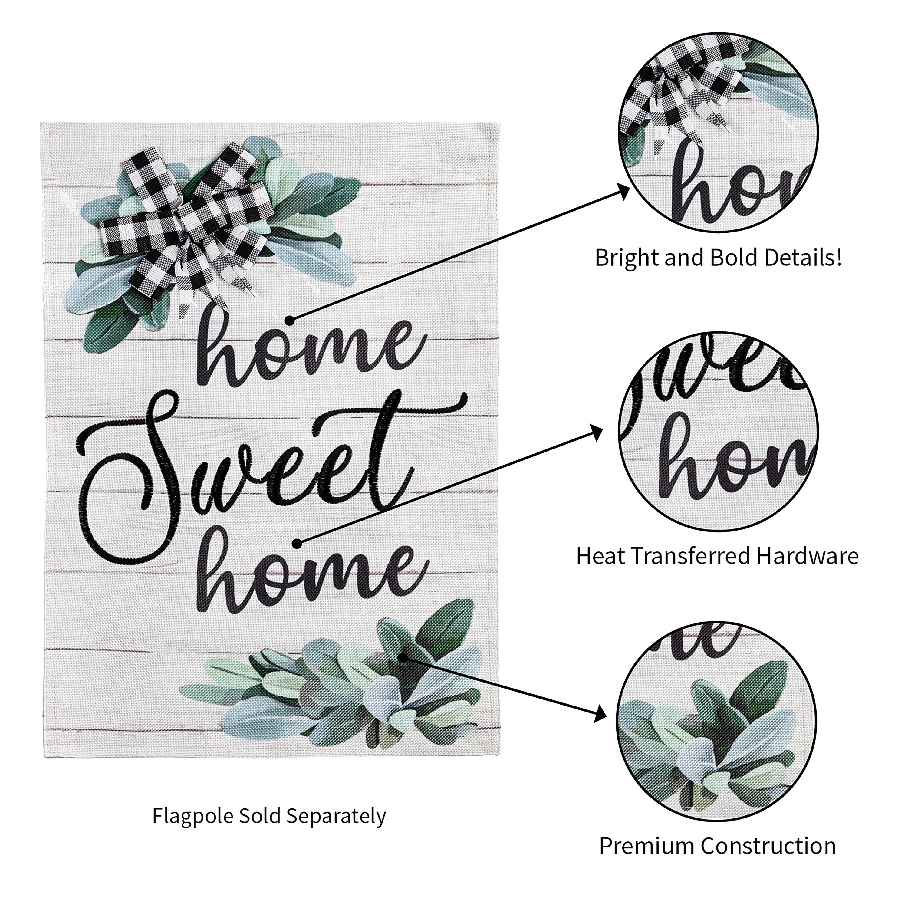 Home Sweet Home Eucalyptus Garden Burlap Flag