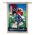 Patriotic Birdhouses House Burlap Flag