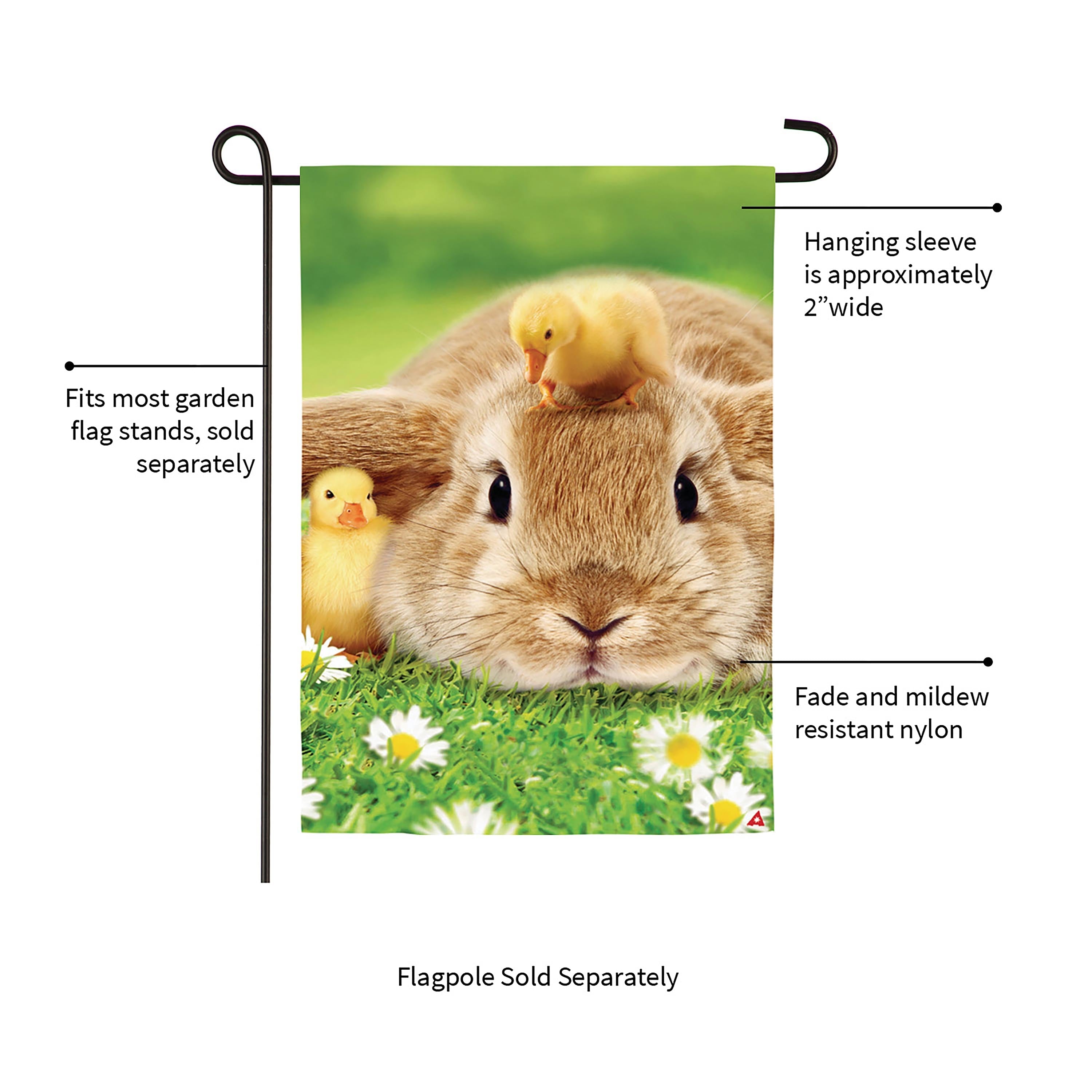 Bunny and Duckling Lustre Garden Flag