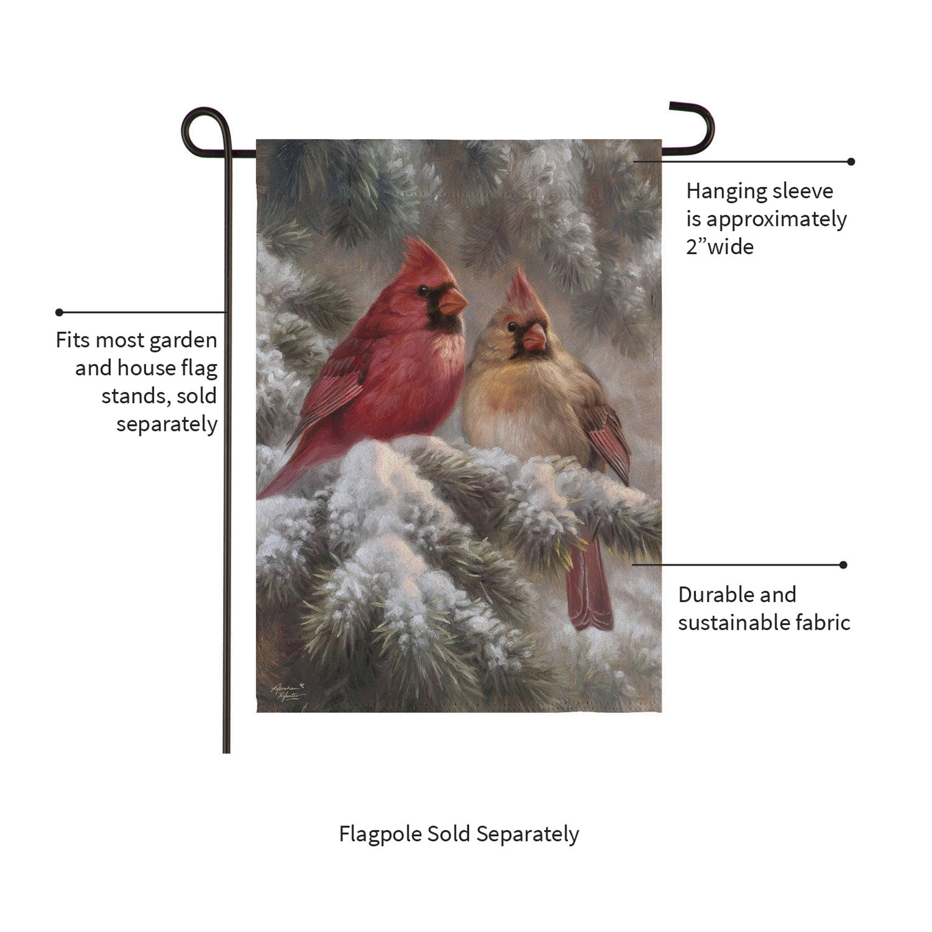 Frosted Cardinals Suede Garden Flag