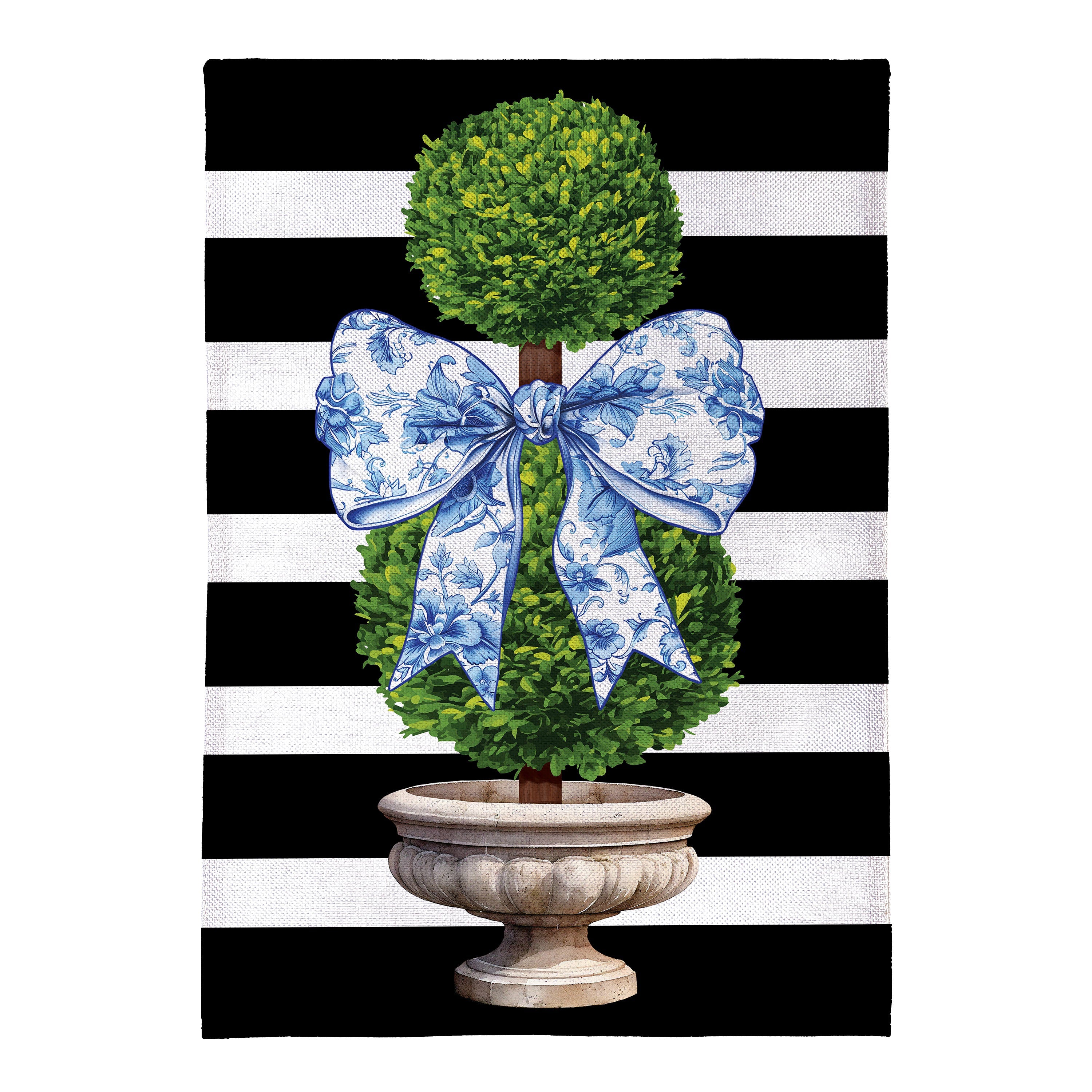 Topiary With Bow Burlap Garden Flag