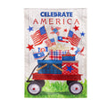 Vintage Patriotic Wagon Moire Garden Flag