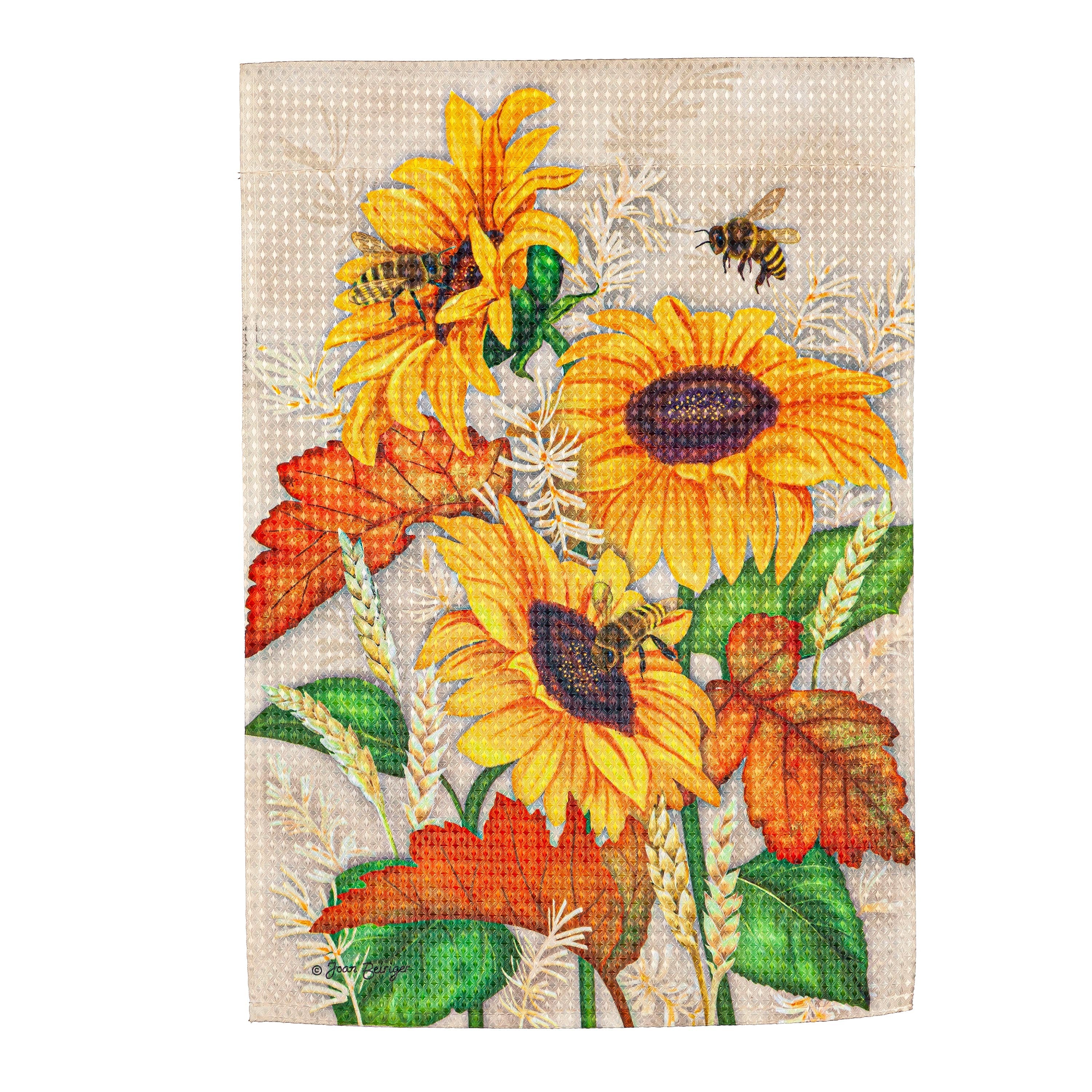 Autumn Sunflowers Waffle Garden Flag