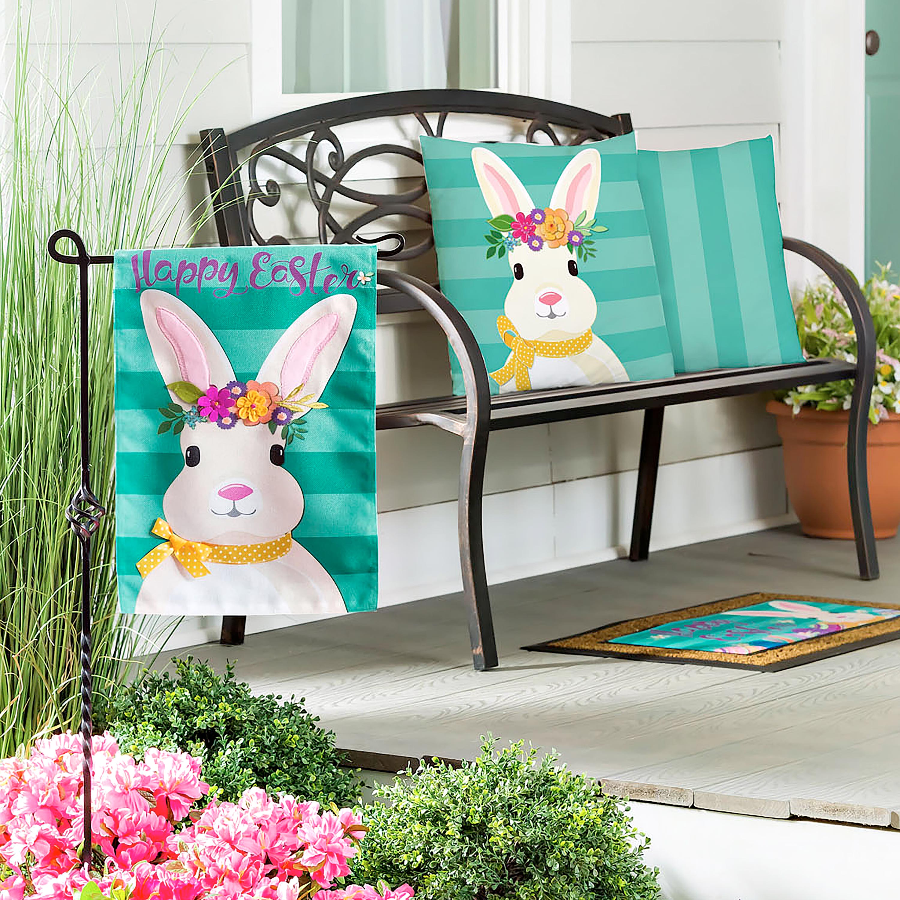 Easter Bunny Garden Burlap Flag