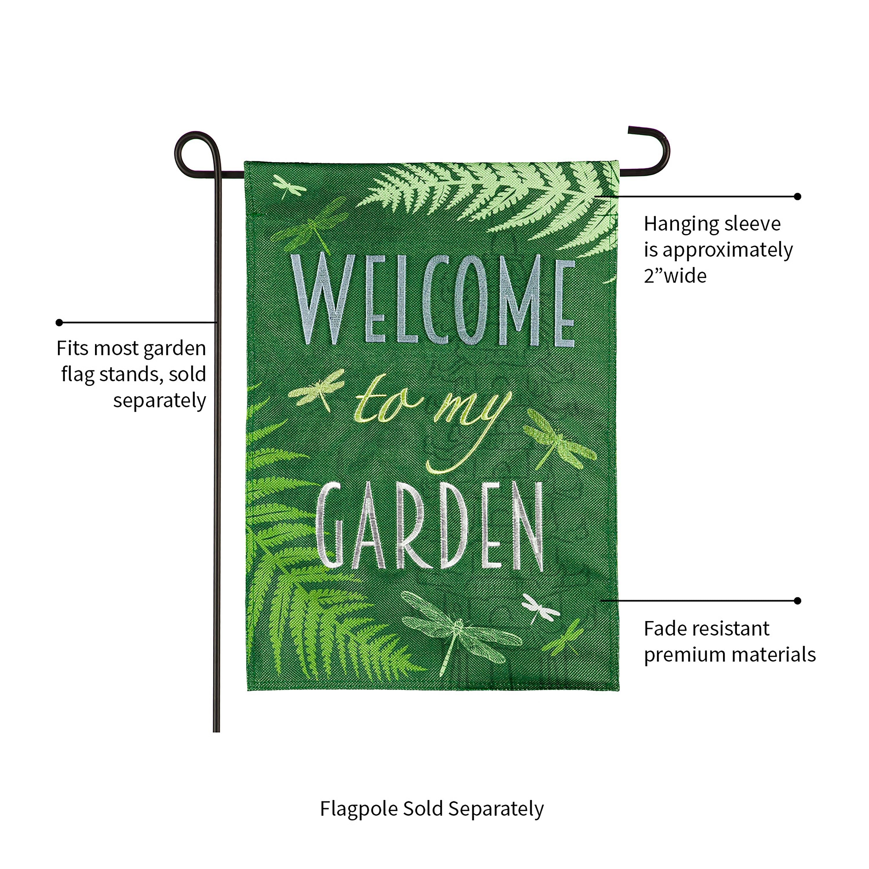 Welcome Dragonfly Garden Burlap Flag