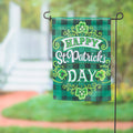 St. Patrick's Day Green Check Garden Suede Flag