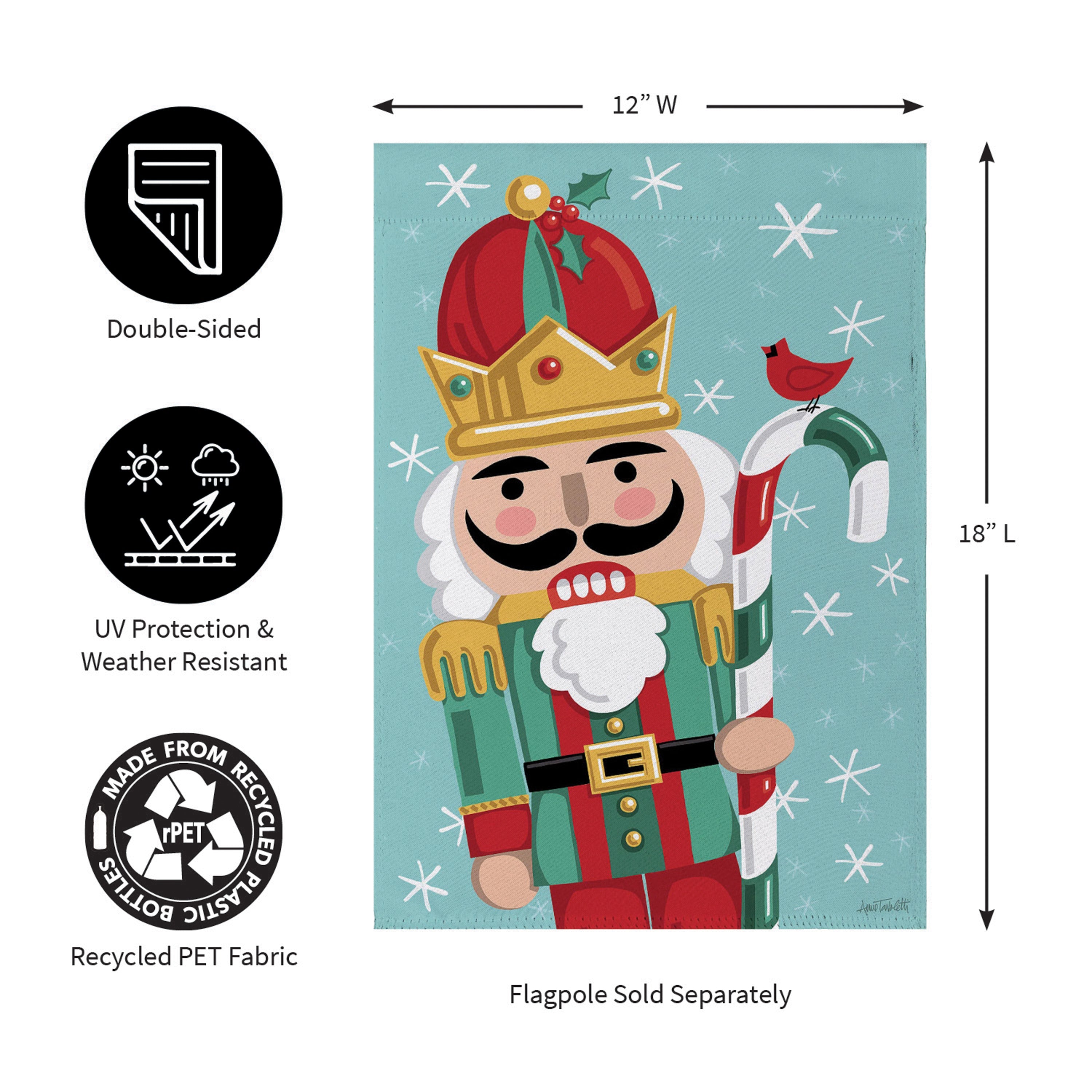 Christmas Icons Reversible Suede Garden Flag