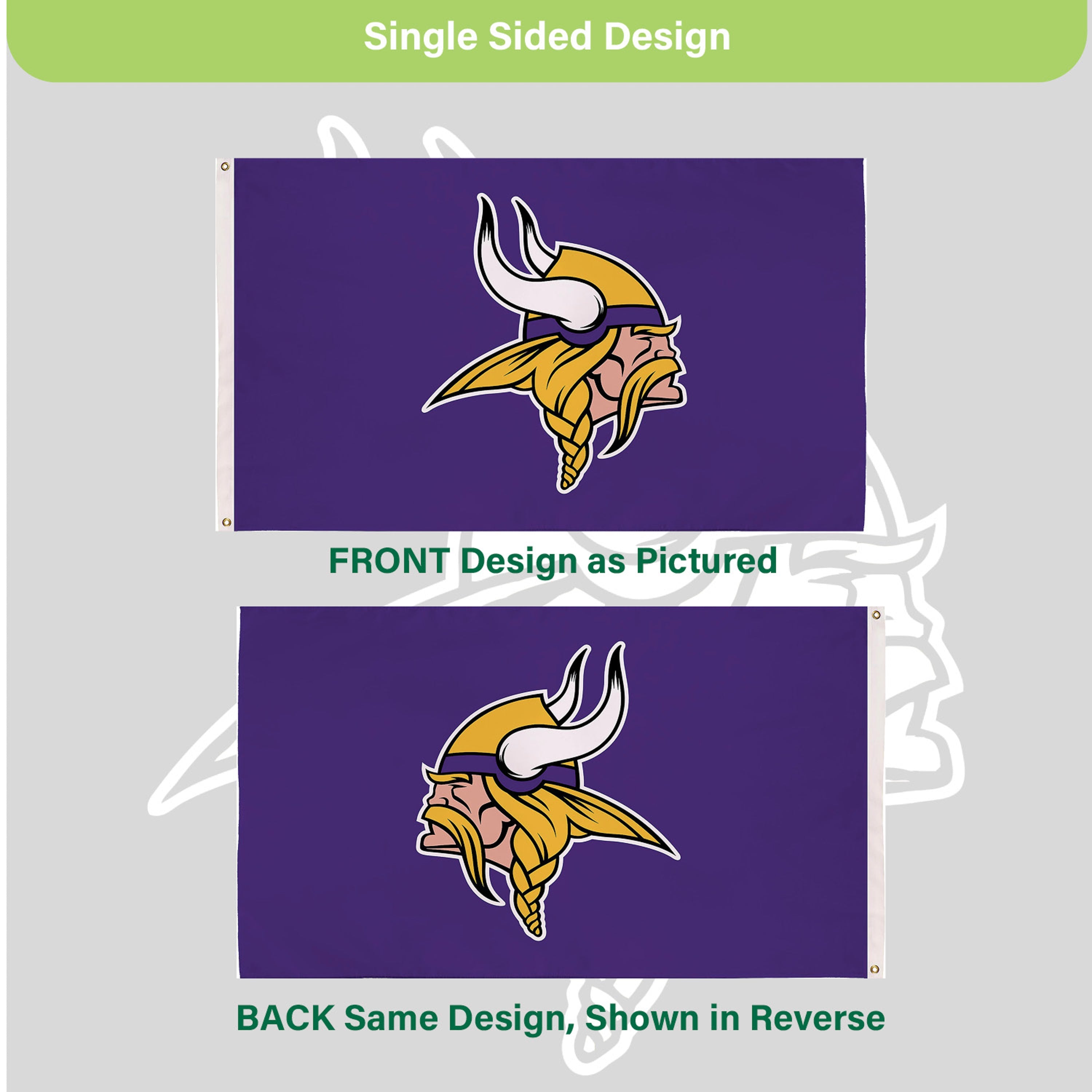 Minnesota Vikings Single Sided Estate Flag with 2 Grommets, 3'x5'