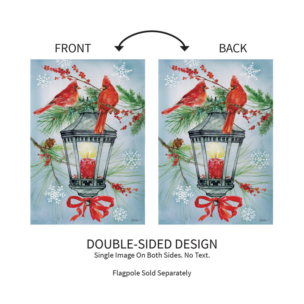 Cardinal Lantern Suede Garden Flag