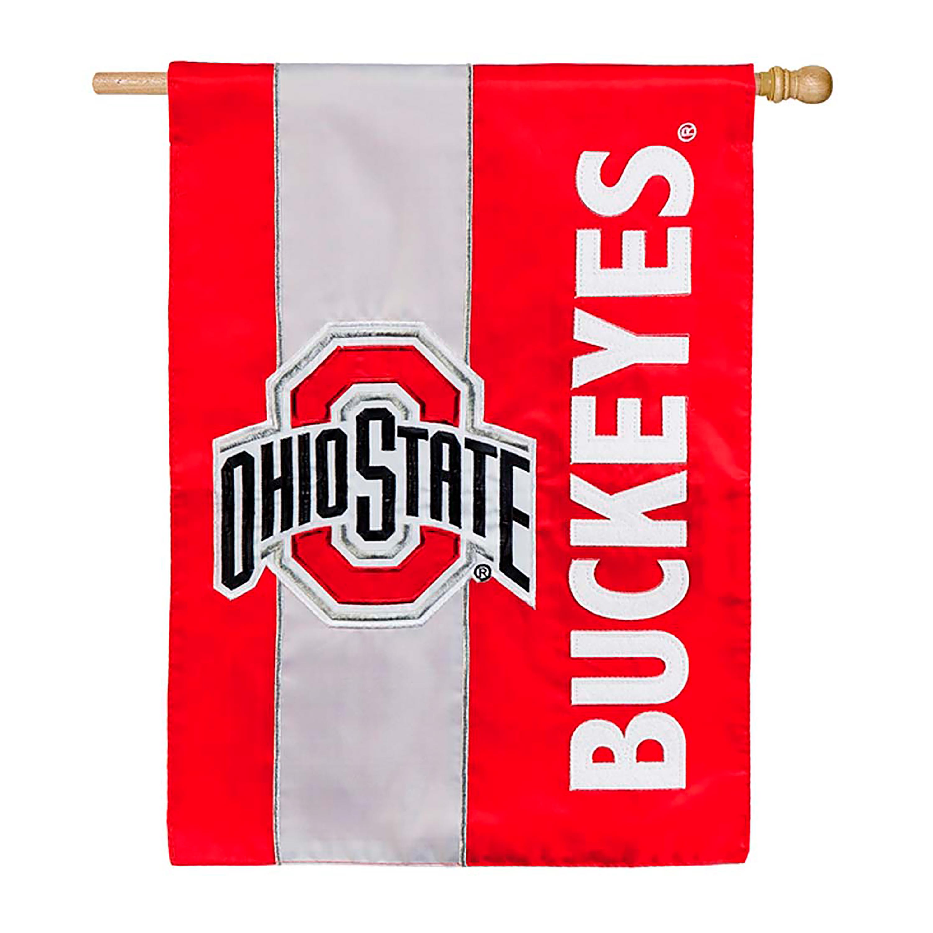 Double-Sided Embellished NCAA College Team Pride Applique House Flag, Ohio State