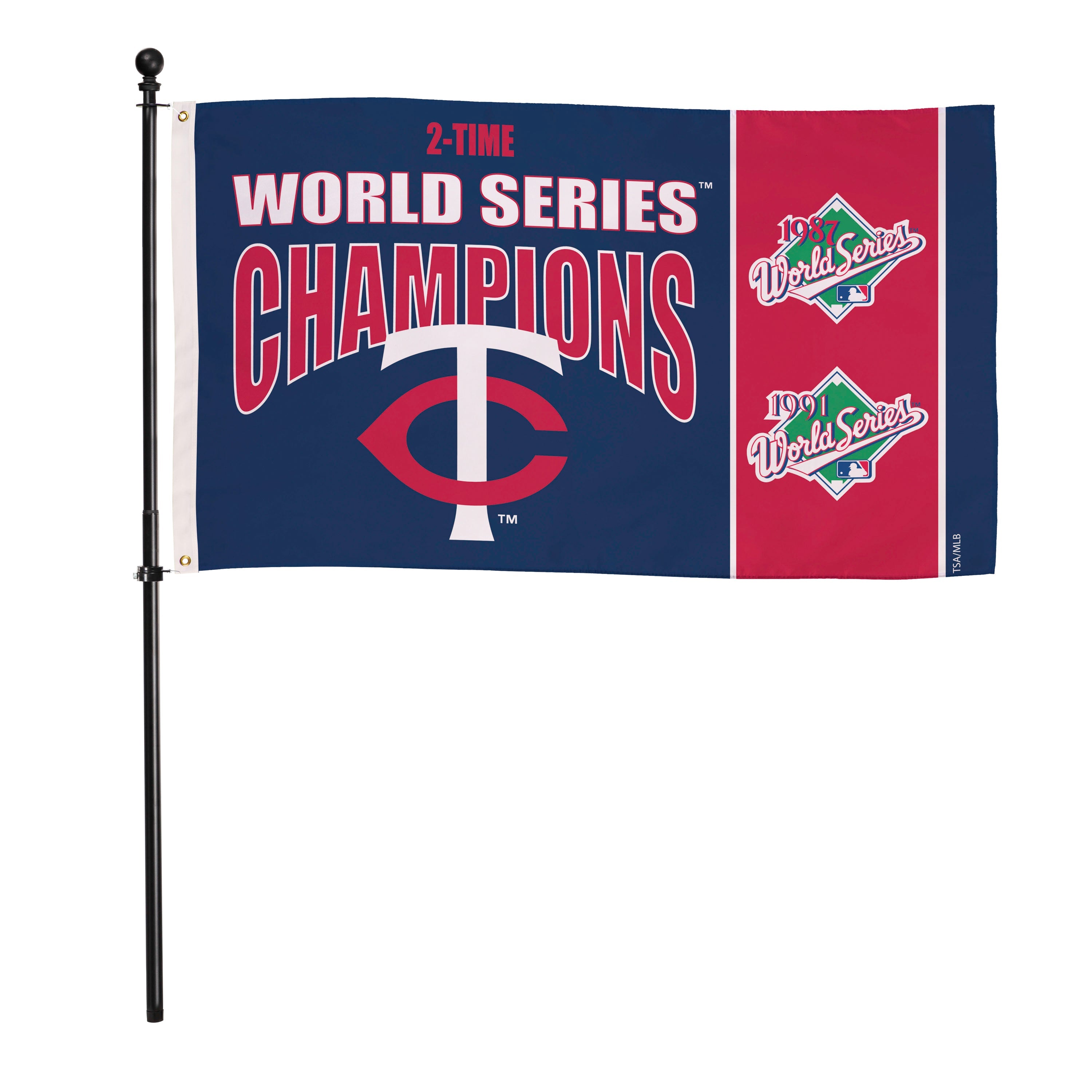 Minnesota Twins Single Sided Flag w/ 2 Grommets, 3'x5' Multi Win Flag