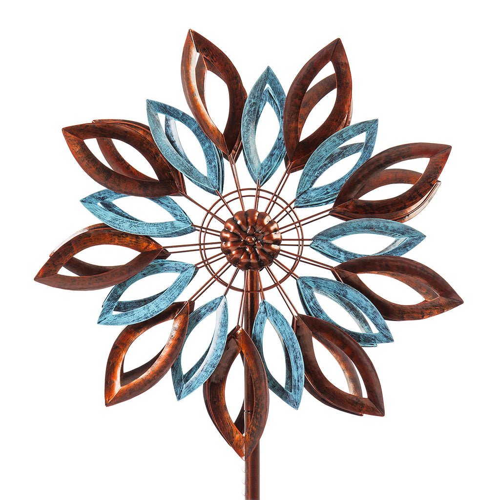75"H Wind Spinner, Copper and Verdigris Leaves