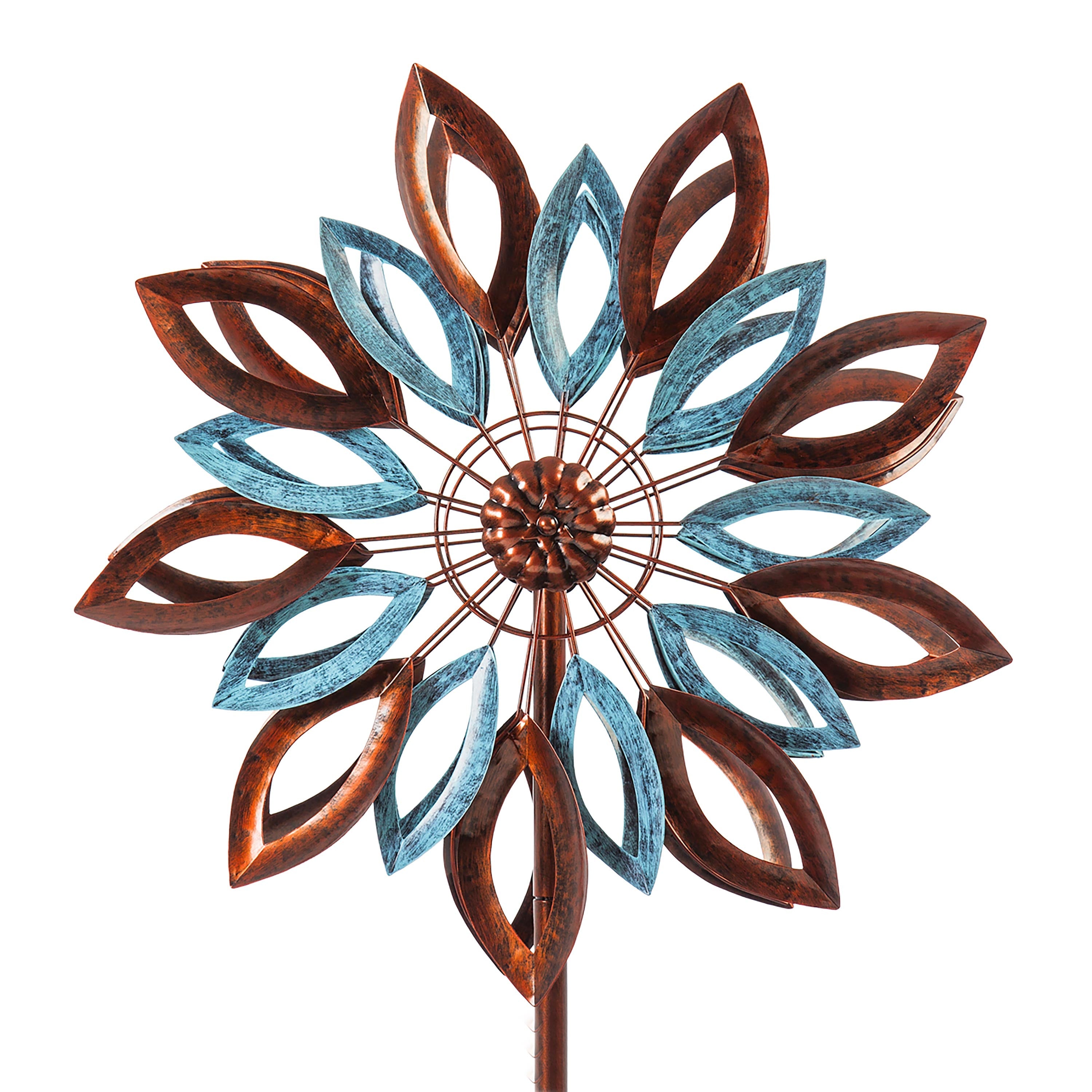 75"H Wind Spinner, Copper and Verdigris Leaves