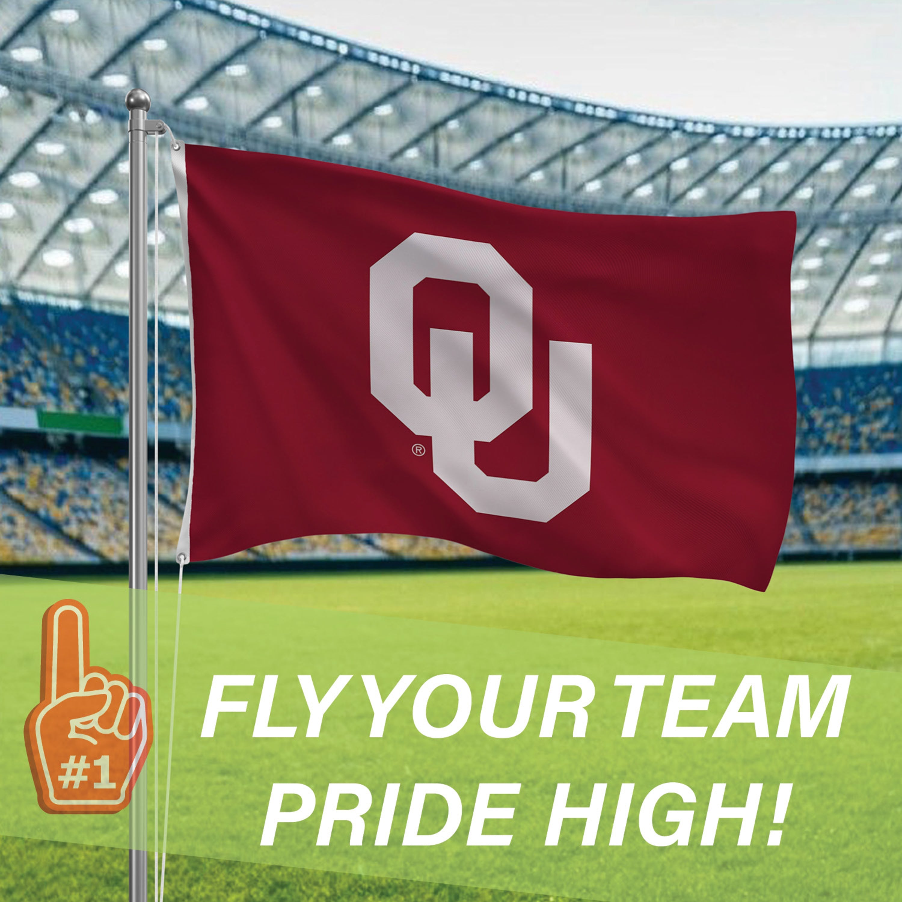 University of Oklahoma Single Sided Estate Flag with 2 Grommets, 3'x5'