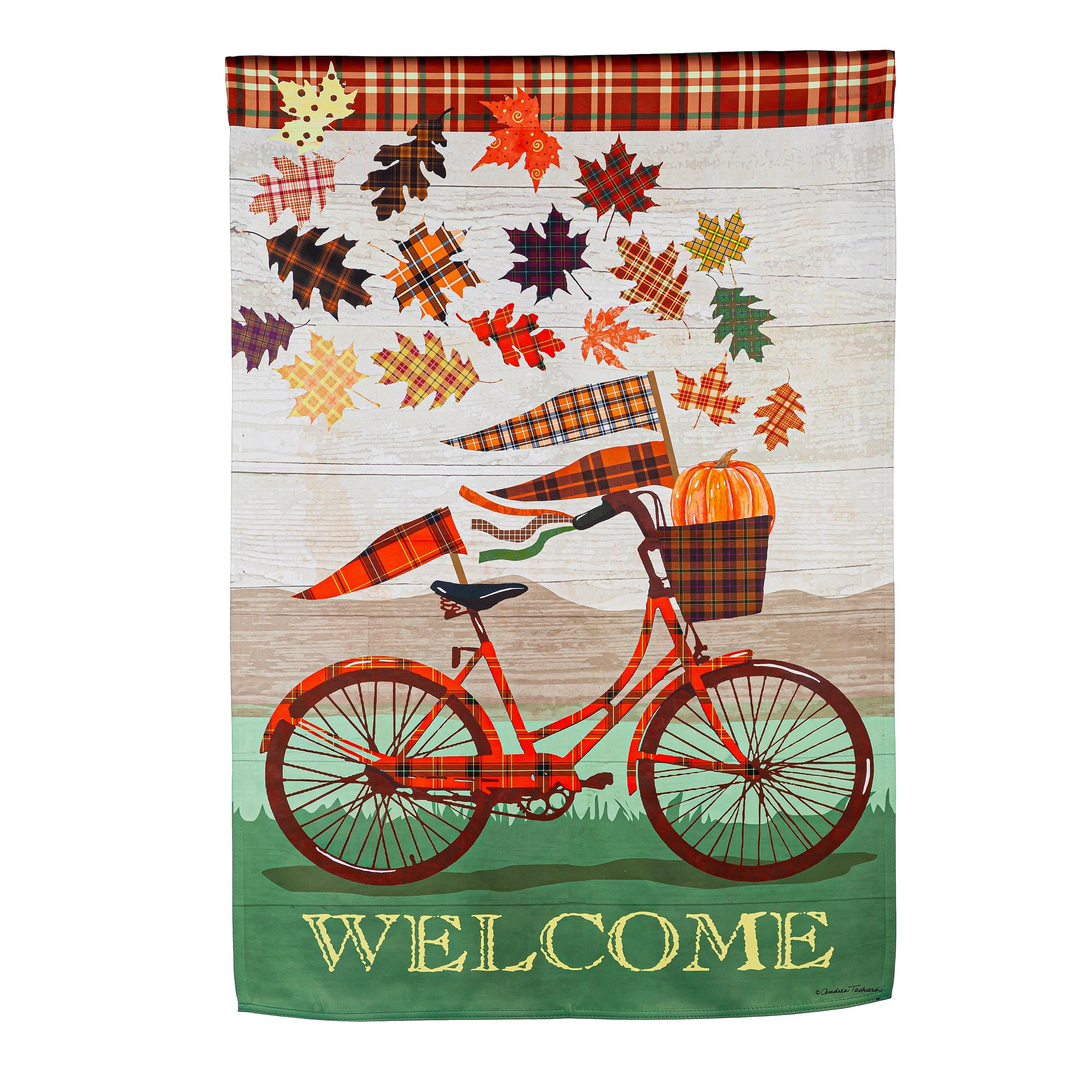 Fall Bicycle House Suede Flag