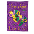 Mardi Gras Crazy Krewe Lives Here Applique House Flag
