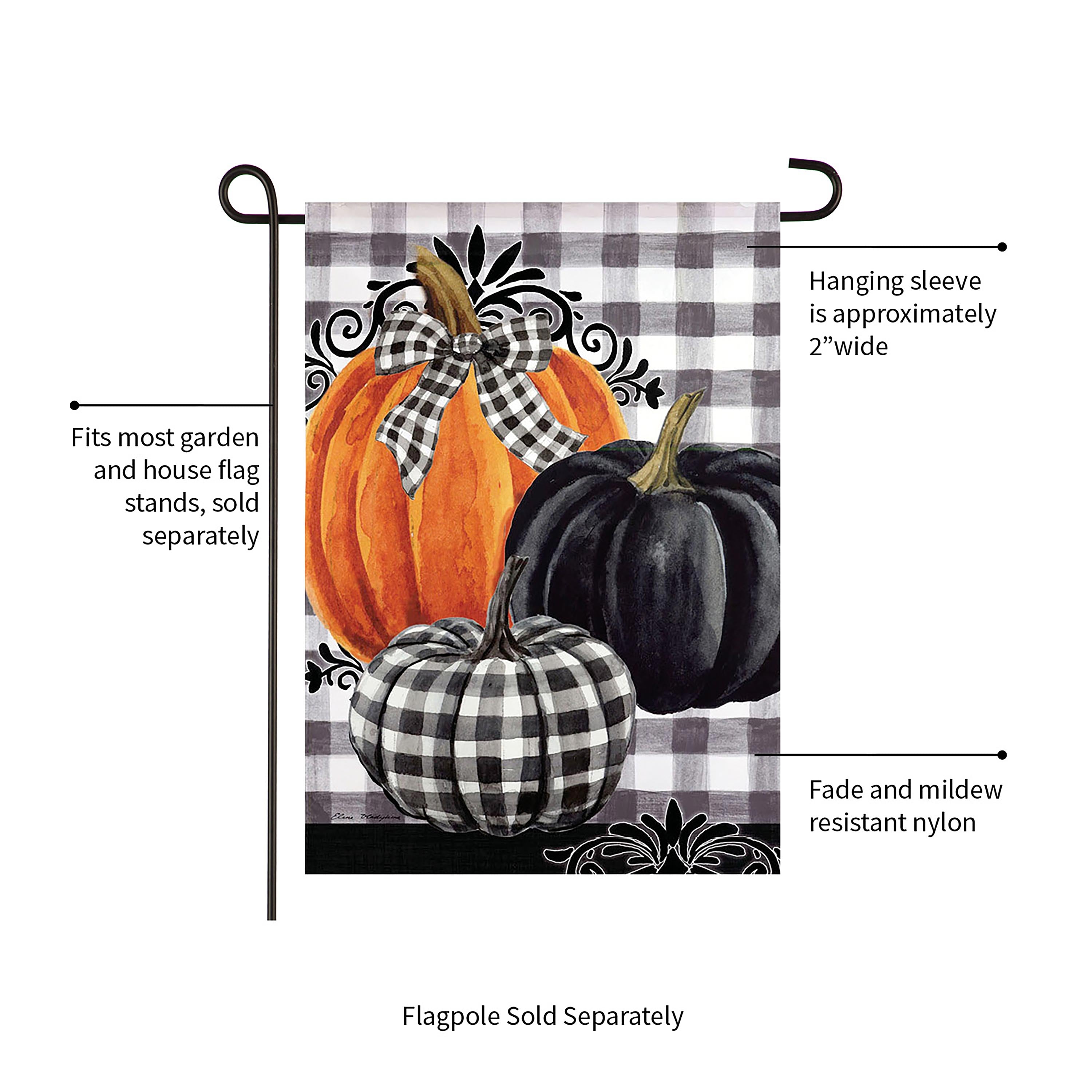 Pumpkin Check Garden Suede Flag