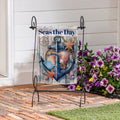 Seas The Day Anchor Suede Garden Flag