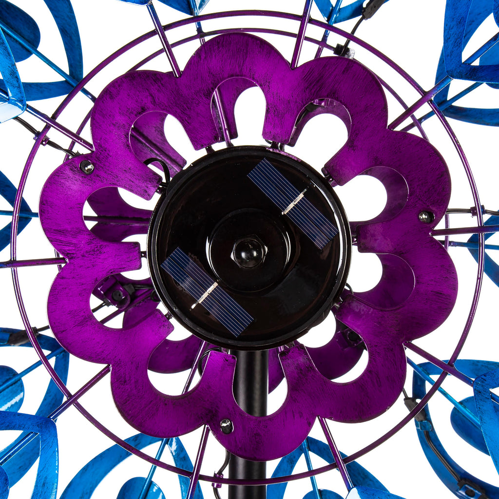 75"H Solar Wind Spinner, Blue Blooms