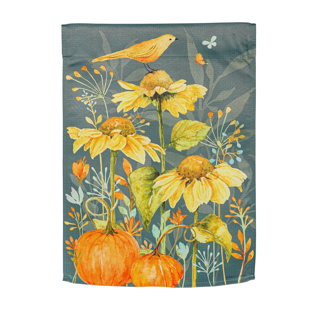 Yellow Finch and Sunflowers Suede Garden Flag
