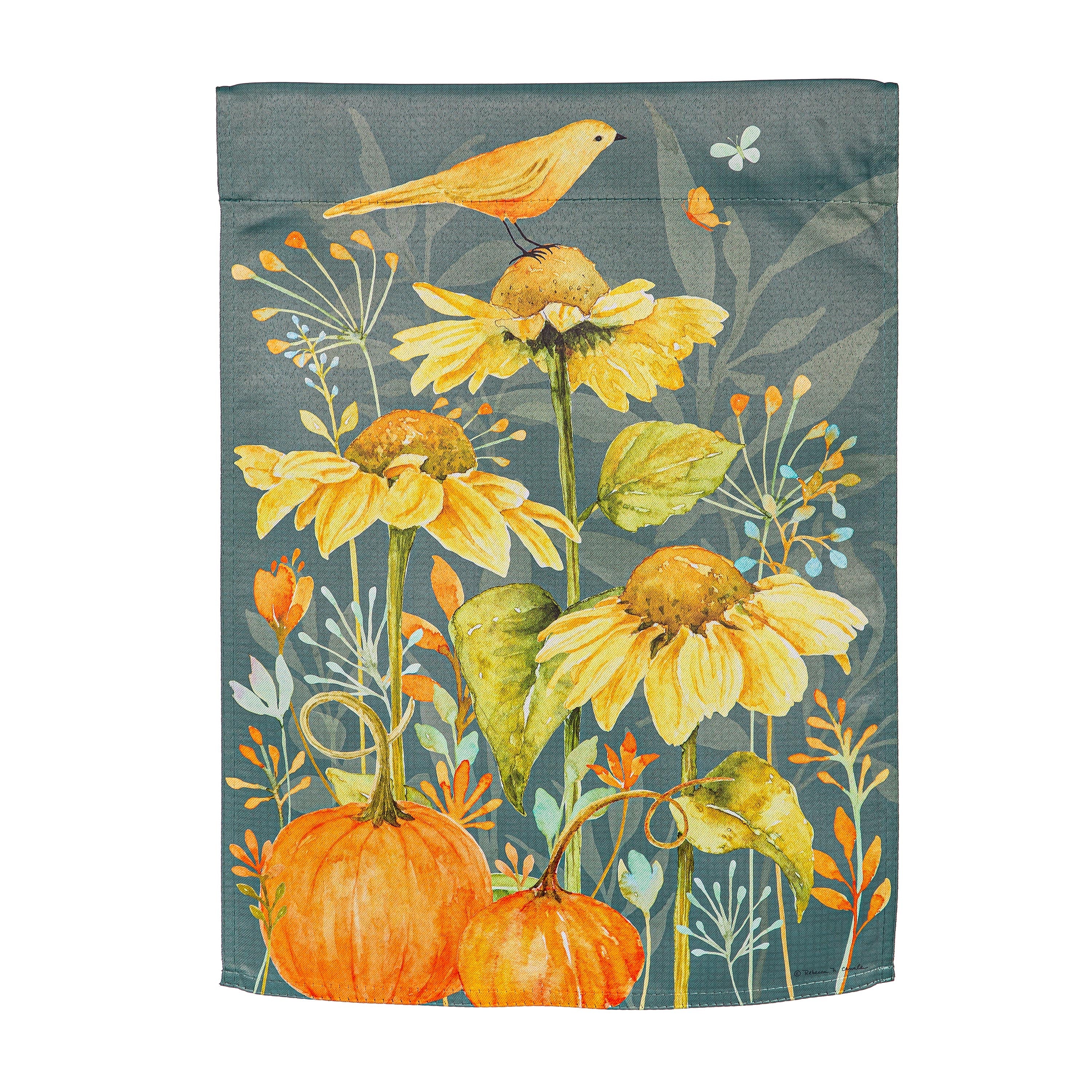 Yellow Finch and Sunflowers Suede Garden Flag